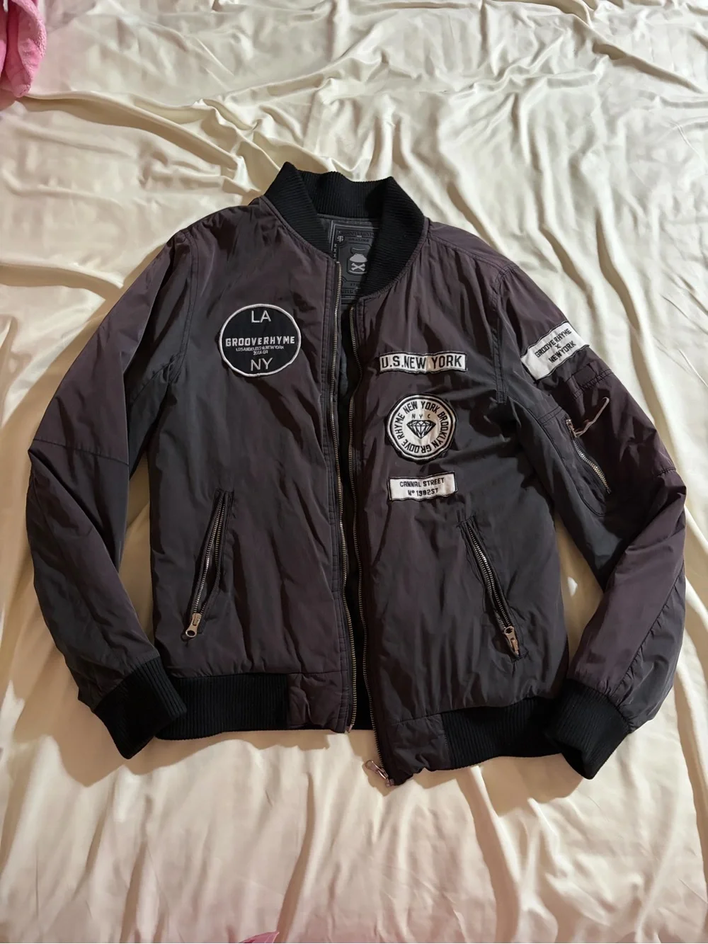 Vintage Groove Rhyme Bomber Jacket